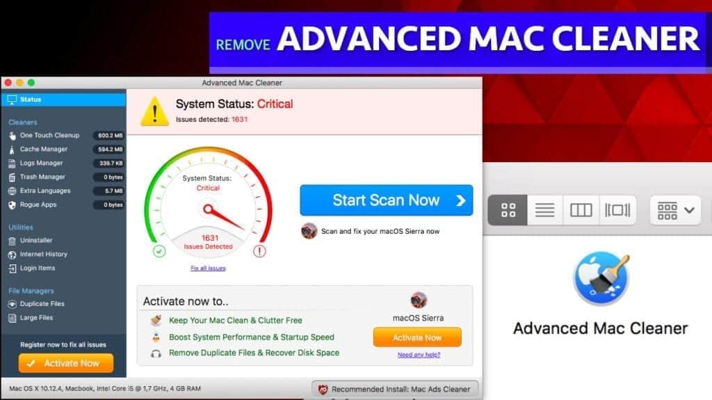 what is advanced mac cleaner virus